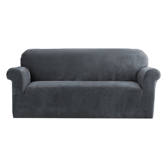 NNEDSZ Velvet Sofa Cover Plush Couch Cover Lounge Slipcover 3 Seater Grey