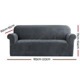 NNEDSZ Velvet Sofa Cover Plush Couch Cover Lounge Slipcover 3 Seater Grey
