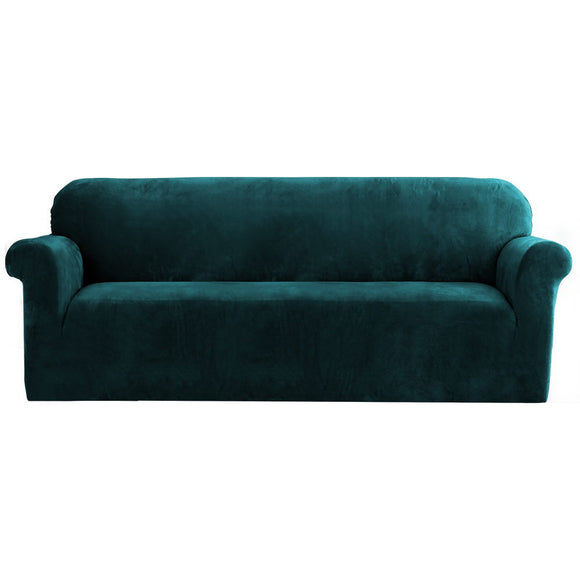 NNEDSZ Velvet Sofa Cover Plush Couch Cover Lounge Slipcover 4 Seater Agate Green
