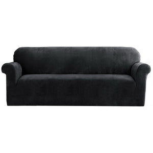 NNEDSZ Velvet Sofa Cover Plush Couch Cover Lounge Slipcover 4 Seater Black