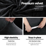 NNEDSZ Velvet Sofa Cover Plush Couch Cover Lounge Slipcover 4 Seater Black