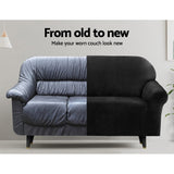 NNEDSZ Velvet Sofa Cover Plush Couch Cover Lounge Slipcover 4 Seater Black