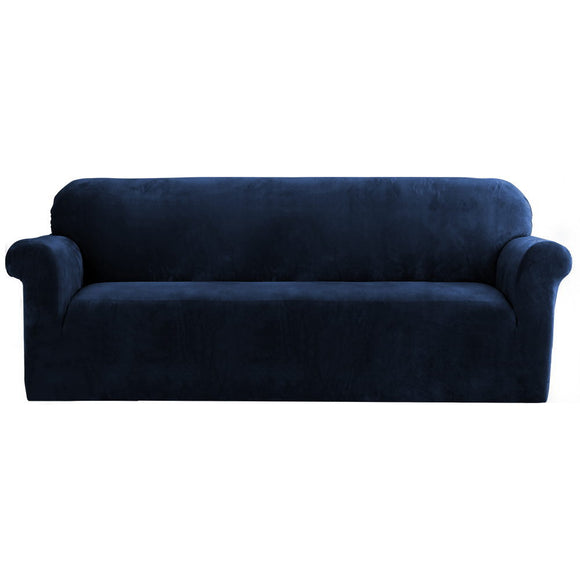 NNEDSZ Velvet Sofa Cover Plush Couch Cover Lounge Slipcover 4 Seater Sapphire
