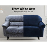 NNEDSZ Velvet Sofa Cover Plush Couch Cover Lounge Slipcover 4 Seater Sapphire