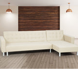 NNEDPE Corner Sofa Bed Couch Lounge Futon with Chaise - Beige