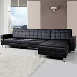 NNEDPE Sarantino Corner Faux Leather Sofa Bed Couch with Chaise - Black
