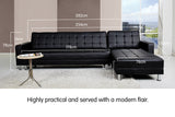 NNEDPE Sarantino Corner Faux Leather Sofa Bed Couch with Chaise - Black