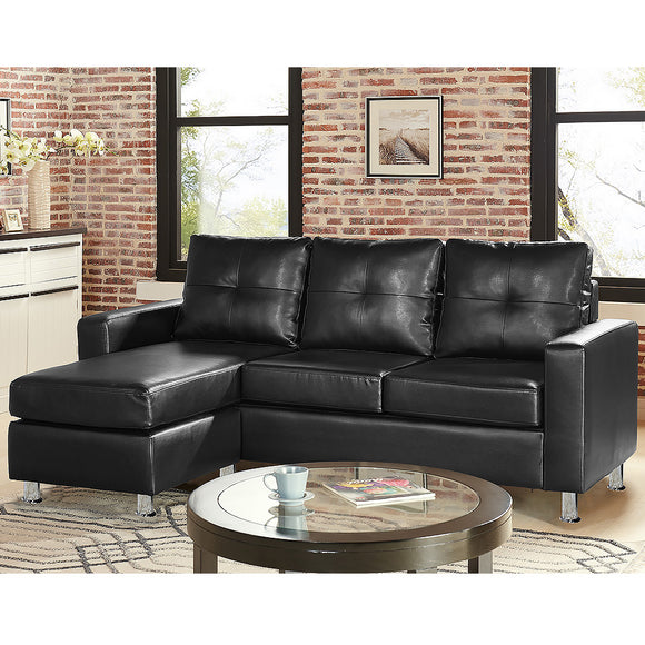NNEDPE Sarantino Corner Sofa Lounge Couch with Chaise - Black