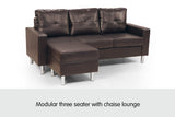NNEDPE Sarantino Corner Sofa Couch with Chaise - Brown