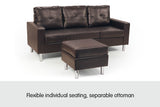 NNEDPE Sarantino Corner Sofa Couch with Chaise - Brown
