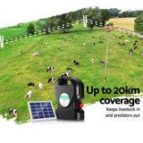 NNEDSZ 20km Electric Fence Energiser Solar Energizer Charger Farm Animal 1.2J