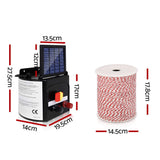 NNEDSZ 3km Solar Electric Fence Energiser Charger with 500M Tape and 25pcs Insulators