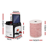 NNEDSZ 8km Solar Electric Fence Energiser Charger with 500M Tape and 25pcs Insulators
