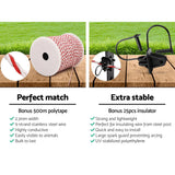 NNEDSZ 8km Solar Electric Fence Energiser Charger with 500M Tape and 25pcs Insulators