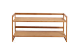 NNEKG Sherwood Home 2 Tier Natural Bamboo Shoe Rack with Curved Sides Light Brown 70x33x33cm