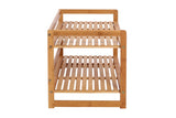 NNEKG Sherwood Home 2 Tier Natural Bamboo Shoe Rack with Curved Sides Light Brown 70x33x33cm