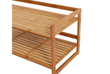 NNEKG Sherwood Home 2 Tier Natural Bamboo Shoe Rack with Curved Sides Light Brown 70x33x33cm