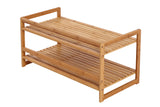 NNEKG Sherwood Home 2 Tier Natural Bamboo Shoe Rack with Curved Sides Light Brown 70x33x33cm