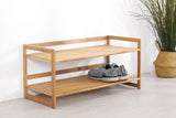 NNEKG Sherwood Home 2 Tier Natural Bamboo Shoe Rack with Curved Sides Light Brown 70x33x33cm