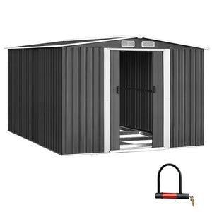 NNEDSZ Garden Shed Outdoor Storage Sheds Tool Workshop 2.58X3.14X2.02M with Base