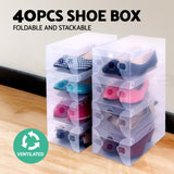 NNEDSZ 40pcs Clear Shoe Storage Box Transparent Foldable Stackable Boxes Organize Home