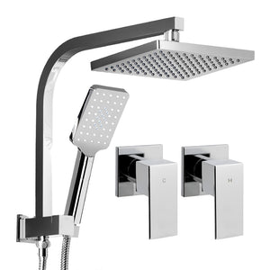 NNEDSZ WELS 8 Rain Shower Head Taps Square Handheld High Pressure Wall Chrome