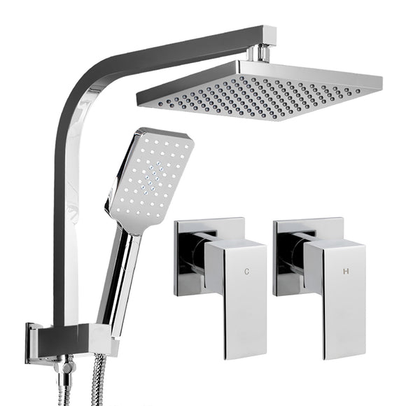 NNEDSZ WELS 8 Rain Shower Head Taps Square Handheld High Pressure Wall Chrome