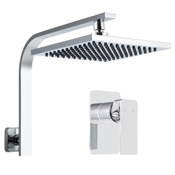 NNEDSZ WElS 8 Rain Shower Head Mixer Square High Pressure Wall Arm DIY Chrome