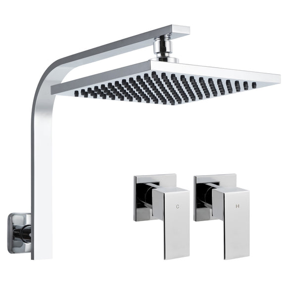 NNEDSZ WElS 8 Rain Shower Head Taps Square High Pressure Wall Arm DIY Chrome