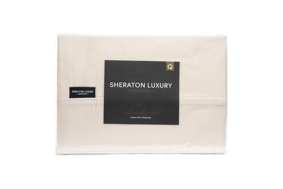 NNEKG Luxury Maison 1000TC Cotton Rich King Bed Sheet Set Natural