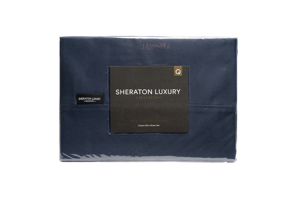 NNEKG Luxury Maison 1000TC Cotton Rich King Bed Sheet Set Navy