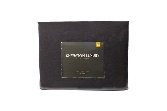NNEKG Luxury Maison Linen Cotton Sheet Set (King Charcoal)