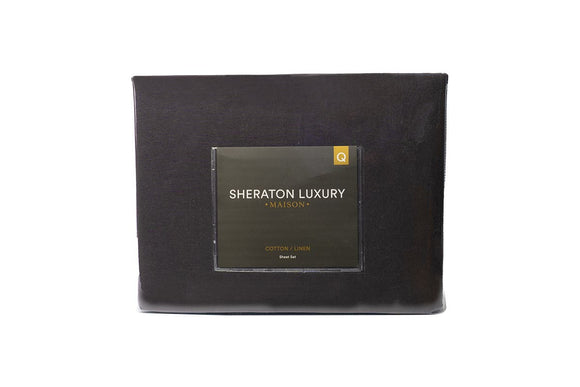 NNEKG Luxury Maison Linen Cotton Sheet Set (Queen Charcoal)