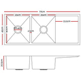 NNEDSZ 111cm x 45cm Stainless Steel Kitchen Sink Under/Top/Flush Mount Silver
