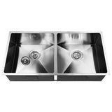 NNEDSZ Stainless Steel Kitchen Sink 865X440MM Under/Topmount Laundry Double Bowl Silver
