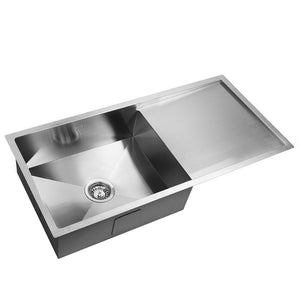 NNEDSZ 96cm x 45cm Stainless Steel Kitchen Sink Under/Top/Flush Mount Silver