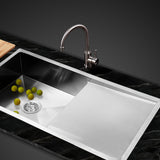 NNEDSZ 96cm x 45cm Stainless Steel Kitchen Sink Under/Top/Flush Mount Silver