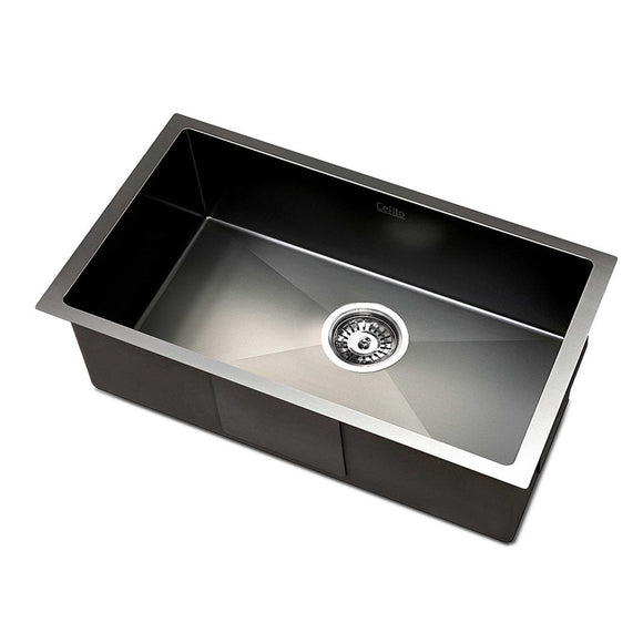 NNEDSZ Stainless Steel Kitchen Sink 450X300MM Under/Topmount Sinks Laundry Bowl Black