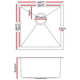 NNEDSZ 44cm x 44cm Stainless Steel Kitchen Sink Under/Top/Flush Mount Black