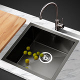 NNEDSZ 44cm x 44cm Stainless Steel Kitchen Sink Under/Top/Flush Mount Black