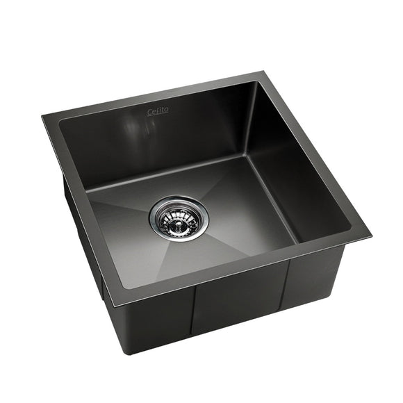 NNEDSZ Stainless Steel Kitchen Sink 510X450MM Under/Topmount Sinks Laundry Bowl Black