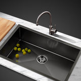 NNEDSZ 70cm x 45cm Stainless Steel Kitchen Sink Under/Top/Flush Mount Black
