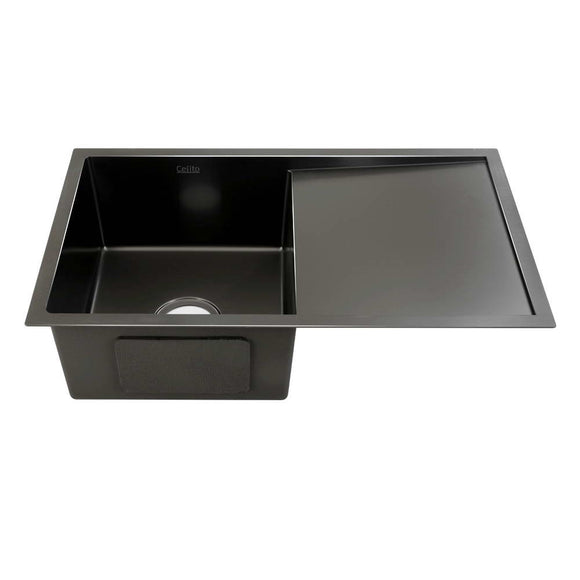 NNEDSZ Stainless Steel Kitchen Sink 750X450MM Under/Topmount Sinks Laundry Bowl Black