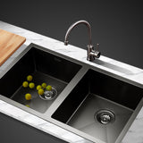 NNEDSZ 77cm x 45cm Stainless Steel Kitchen Sink Under/Top/Flush Mount Black