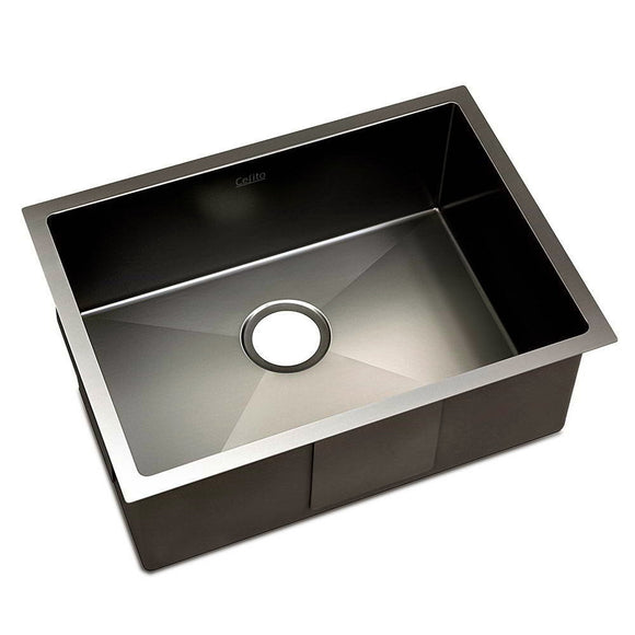 NNEDSZ Stainless Steel Kitchen Sink 600X450MM Under/Topmount Sinks Laundry Bowl Black