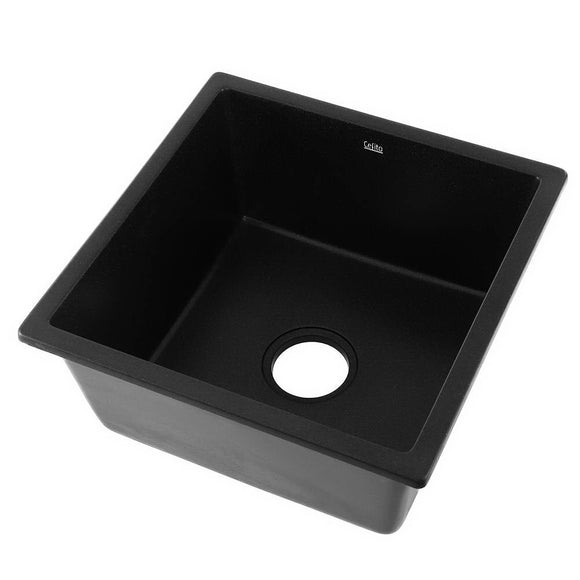 NNEDSZ Stone Kitchen Sink 450X450MM Granite Under/Topmount Basin Bowl Laundry Black