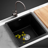 NNEDSZ Stone Kitchen Sink 450X450MM Granite Under/Topmount Basin Bowl Laundry Black