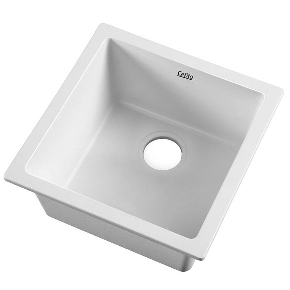 NNEDSZ Stone Kitchen Sink 450X450MM Granite Under/Topmount Basin Bowl Laundry White