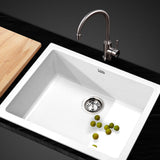 NNEDSZ Stone Kitchen Sink 610X470MM Granite Under/Topmount Basin Bowl Laundry White