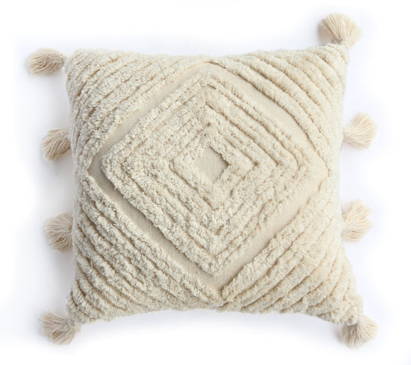 NNEKG Aura Handwoven Cotton Cushion (45cm x 45cm Natural)